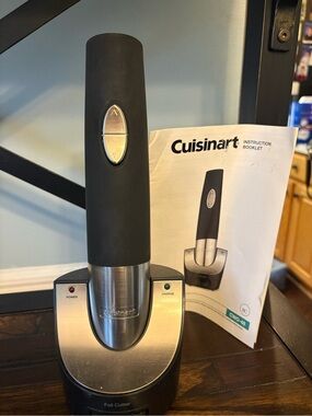 Cuisinart Black and Stainless Steel Electric Wine Opener with Charging Base